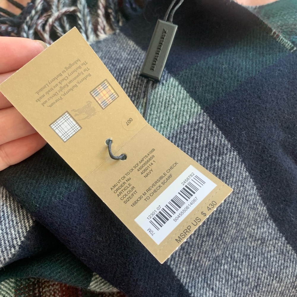 NWT AUTHENTIC Bur Burberry Reversible Colour Check Wool Scarf  168x30cm $430 - Picture 7 of 7